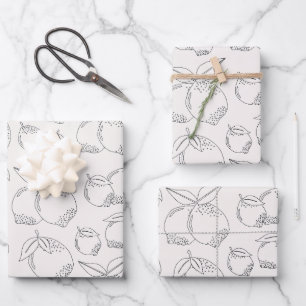 Feuille De Papier Cadeau Ligne minimale du marché des fruits au citron