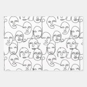 Feuille De Papier Cadeau Lignes Abstraites modernes face à l'art de ligne c (Devant 2)