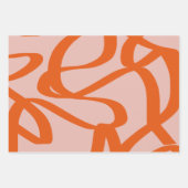 Feuille De Papier Cadeau Lignes Abstraites Modernes Pêche Et Orange Brûlé (Devant)