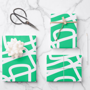 Feuille De Papier Cadeau Lignes Abstraites modernes Vert blanc mignon Whims