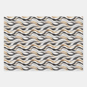 Feuille De Papier Cadeau Lignes abstraites noires / dorées / blanches (Devant)