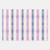 Feuille De Papier Cadeau Lignes d'aquarelle bleu rose pastel (Devant 3)