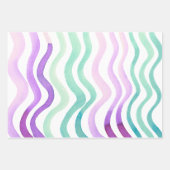Feuille De Papier Cadeau Lignes d'aquarelles violettes et vertes (Devant)