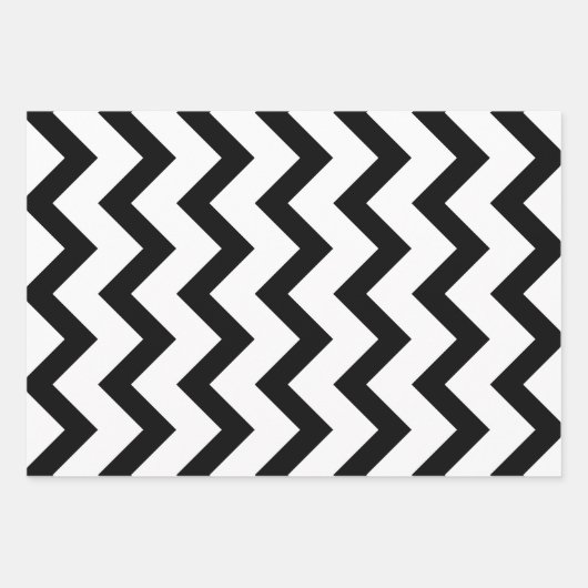 Feuille De Papier Cadeau Lignes de motif en chevron noir simple rétro (Devant 2)