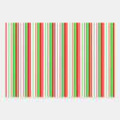 Feuille De Papier Cadeau Lignes de Noël de couleur verte, blanche, rouge (Devant 3)