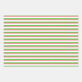 Feuille De Papier Cadeau Lignes de Noël de couleur verte, blanche, rouge (Devant 3)
