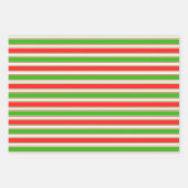 Feuille De Papier Cadeau Lignes de Noël de couleur verte, blanche, rouge (Devant)