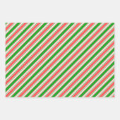 Feuille De Papier Cadeau Lignes de Noël de couleur verte, blanche, rouge (Devant 2)