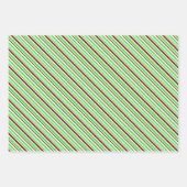 Feuille De Papier Cadeau Lignes de Noël de couleur verte, blanche, rouge (Devant 3)