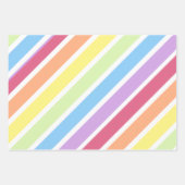 Feuille De Papier Cadeau Lignes Diagonales Pastel Rainbow (Devant)
