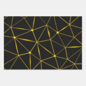 Feuille De Papier Cadeau Lignes d'or triangles noirs géométriques (Devant)