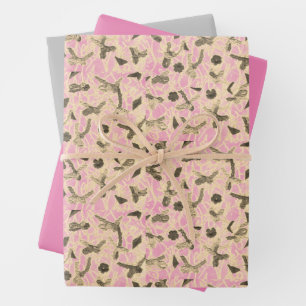 Feuille De Papier Cadeau Lignes flottantes incorporées