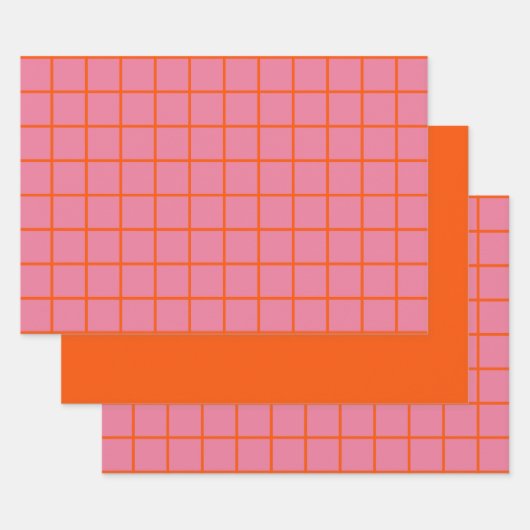 Feuille De Papier Cadeau Lignes minimales tendance rose chaud (Lot)