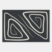 Feuille De Papier Cadeau Lignes modernes Abstraites noir et blanc (Devant 2)