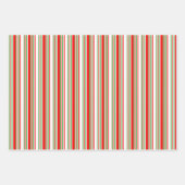 Feuille De Papier Cadeau Lignes vertes, blanches, rouges inspirées par Noël (Devant 3)