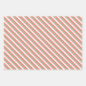 Feuille De Papier Cadeau Lignes vertes, blanches, rouges inspirées par Noël (Devant 2)