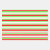 Feuille De Papier Cadeau Lignes vertes, blanches, rouges inspirées par Noël (Devant)