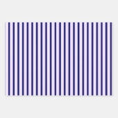 Feuille De Papier Cadeau Lilac et rayures blanches motif avec bleu marine (Devant 3)
