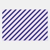 Feuille De Papier Cadeau Lilac et rayures blanches motif avec bleu marine (Devant 2)