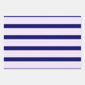 Feuille De Papier Cadeau Lilac et rayures blanches motif avec bleu marine (Devant)