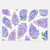 Feuille De Papier Cadeau Lilas Fleurs Mariage Printanier (Devant)
