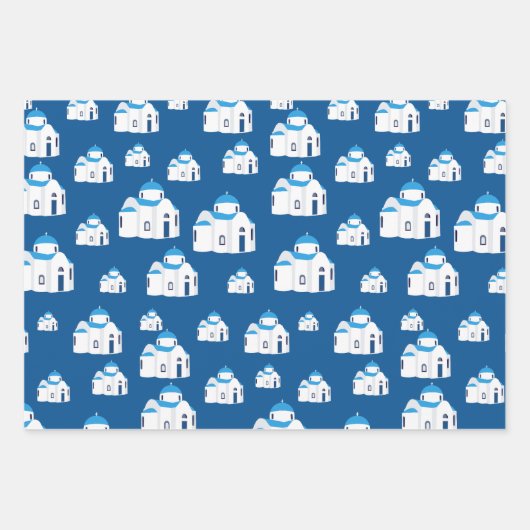 Feuille De Papier Cadeau L'île grecque Santorin Blue Dome (Devant)