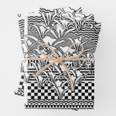 Feuille De Papier Cadeau Liliums en noir et blanc (En situation)