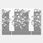 Feuille De Papier Cadeau Liliums en noir et blanc (Devant)