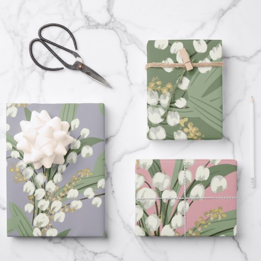 Feuille De Papier Cadeau Lily de la vallée Floral (Recto)