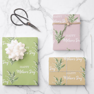 Feuille De Papier Cadeau Lily de la Vallée Floral Joyeuse Fête des mères