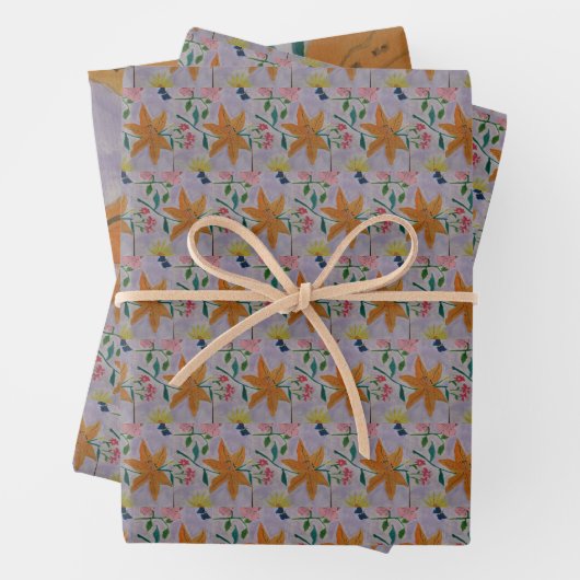 Feuille De Papier Cadeau Lily orange (En situation)
