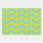 Feuille De Papier Cadeau Lime Green et Aqua Blue Retro Leaf Motif (Devant 2)