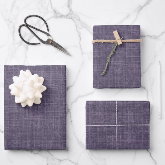 Feuille De Papier Cadeau Lin brut violet terne (Recto)