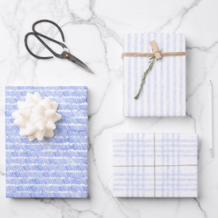 Feuille De Papier Cadeau Linear Blue Lines and d Stripes Pattern Papers