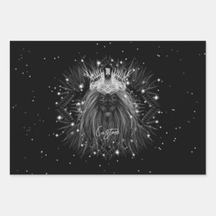 Feuille De Papier Cadeau Lion d'étoile avec monogramme de couronne