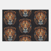 Feuille De Papier Cadeau Lion Mosaic Vitrail (Devant 3)