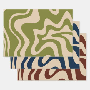 Feuille De Papier Cadeau Liquid Swirl Rétro Motifs Abstraits modernes