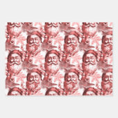 Feuille De Papier Cadeau Lithographie À L'Ancienne Père Noël Et Rennes (Devant 2)