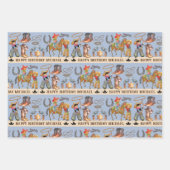 Feuille De Papier Cadeau Little Buckaroo Cowboy Ajouter le nom de l'enfant  (Devant 3)