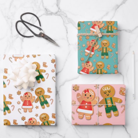 Feuille De Papier Cadeau Little Cookie Christmas Gingpain fille garçon (Recto)