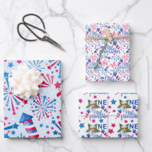 Feuille De Papier Cadeau Little Firecracker 4 juillet premier anniversaire