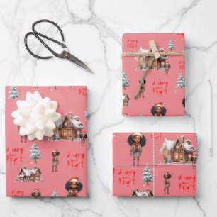 Feuille De Papier Cadeau Little Girl Holiday