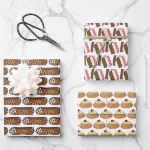 Feuille De Papier Cadeau Little Italy Desserts Cannoli Spumoni Zeppole