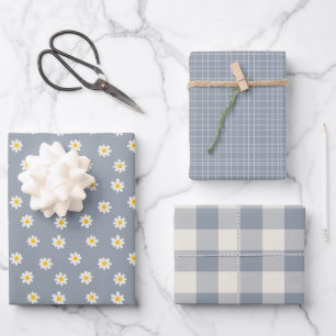 Feuille De Papier Cadeau Little One Collection - gris acier poussiéreux