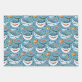 Feuille De Papier Cadeau Little Shark First Second Birthday Boys Favoriser (Devant 2)