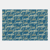 Feuille De Papier Cadeau Live Laugh Love Faux Gold Letting Motif (Devant 3)