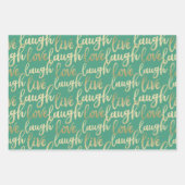 Feuille De Papier Cadeau Live Laugh Love Faux Gold Letting Motif (Devant 3)