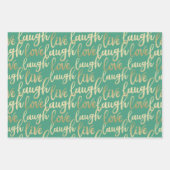 Feuille De Papier Cadeau Live Laugh Love Faux Gold Letting Motif (Devant)
