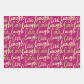 Feuille De Papier Cadeau Live Laugh Love Faux Gold Letting Motif (Devant 2)