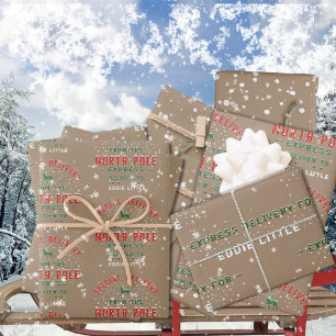 Feuille De Papier Cadeau Livraison Spéciale Rustique Kraft Du Pôle Nord